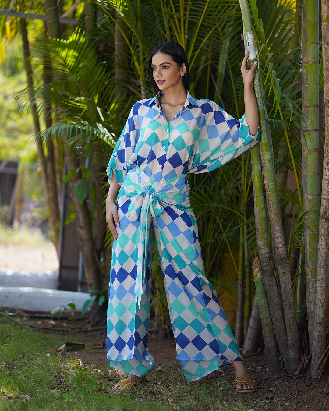 ISLA WRAP PANT SQUARE - BLUE