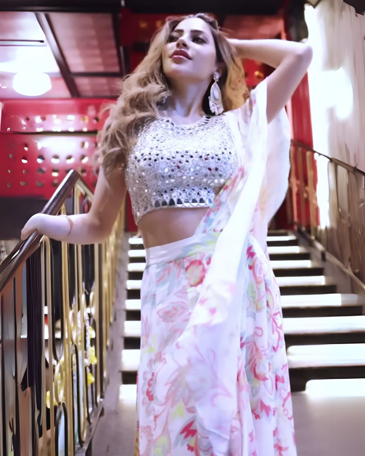 MEGAN HALTER BLOUSE SAREE- IVORY