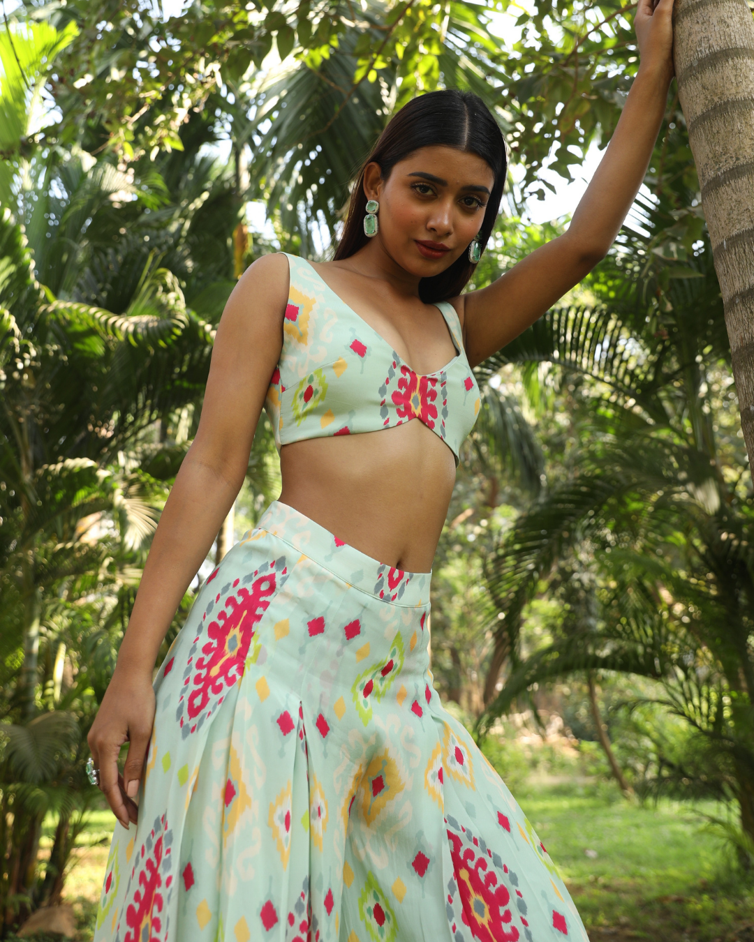 MUSKAAN - AQUA IKKAT LONG JACKET