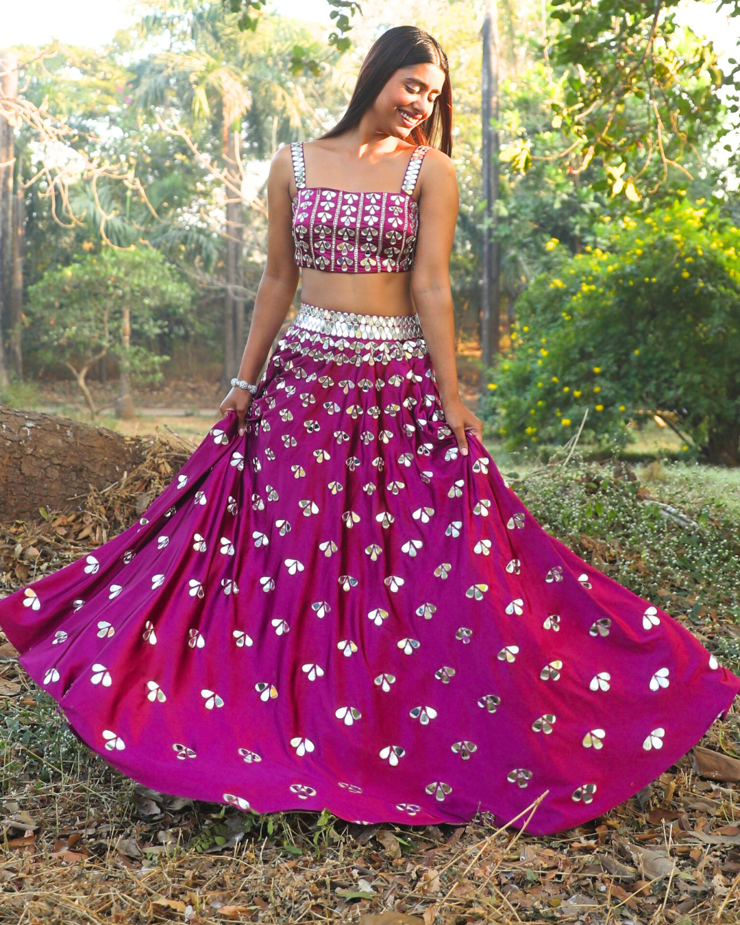 NAIRA Hand Embroidered Lehenga Purple