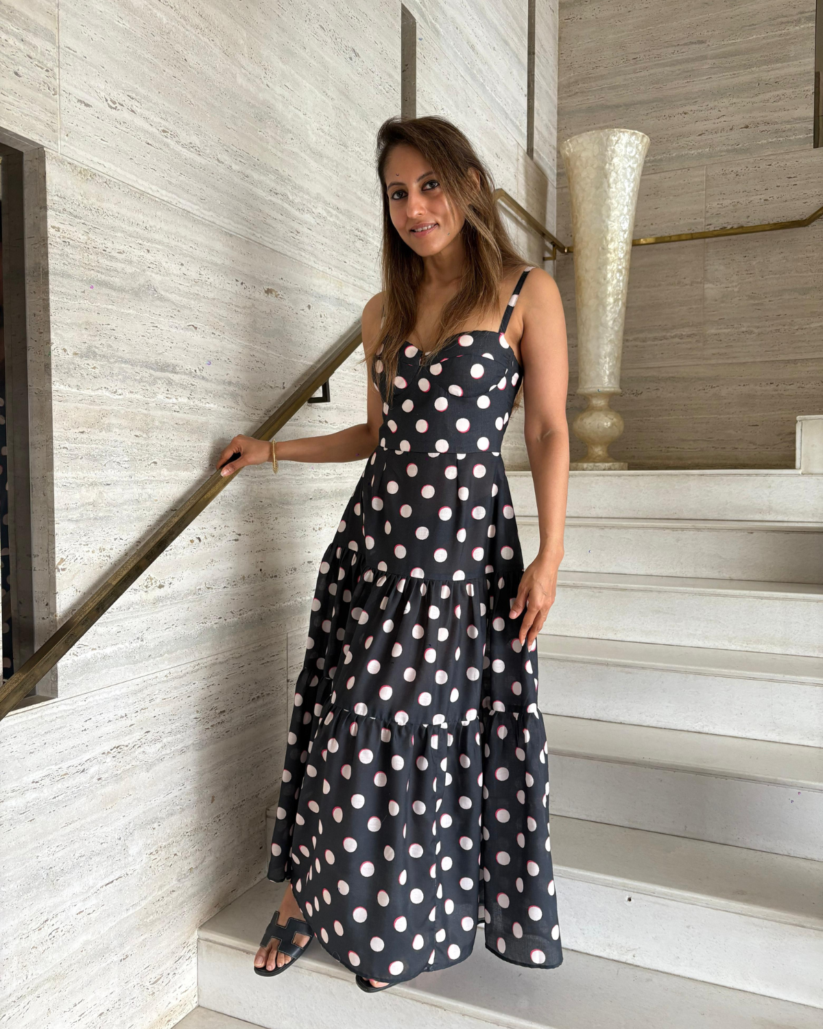POLKA TIERED COTTON DRESS