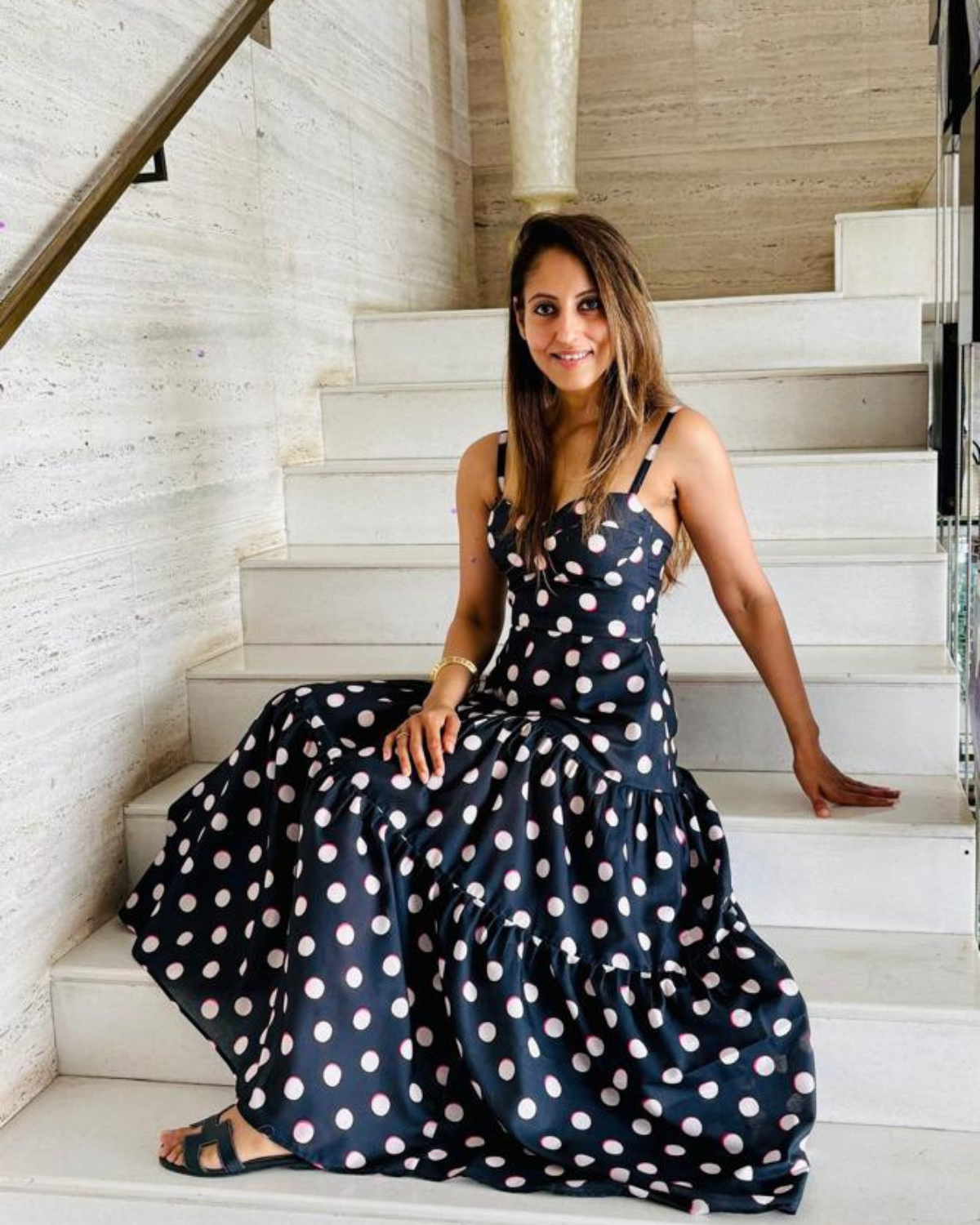POLKA TIERED COTTON DRESS