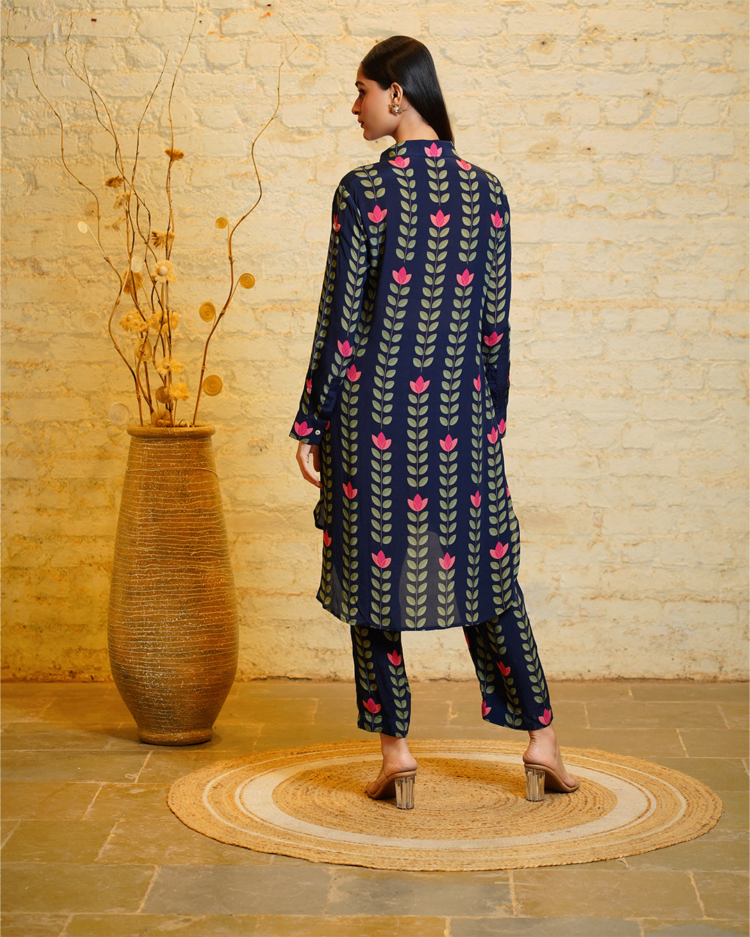 SANIA BIG LEAVES - NAVY BLUE