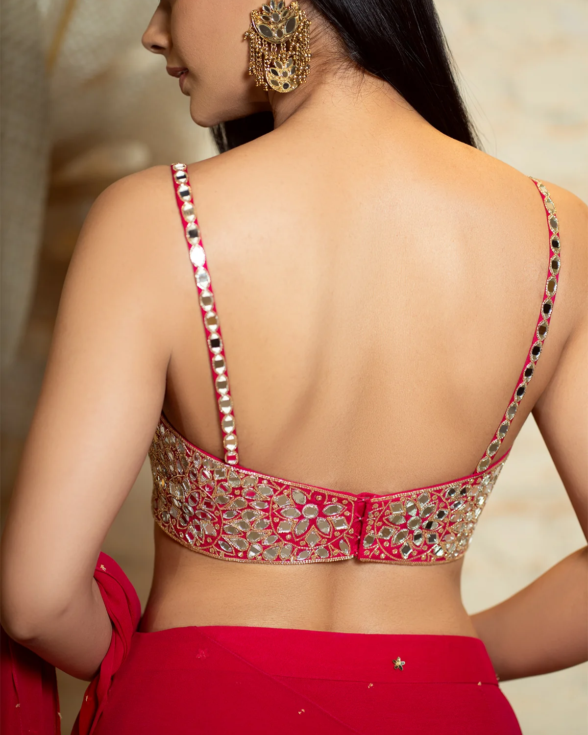 SHADED SAREE RED & PINK.