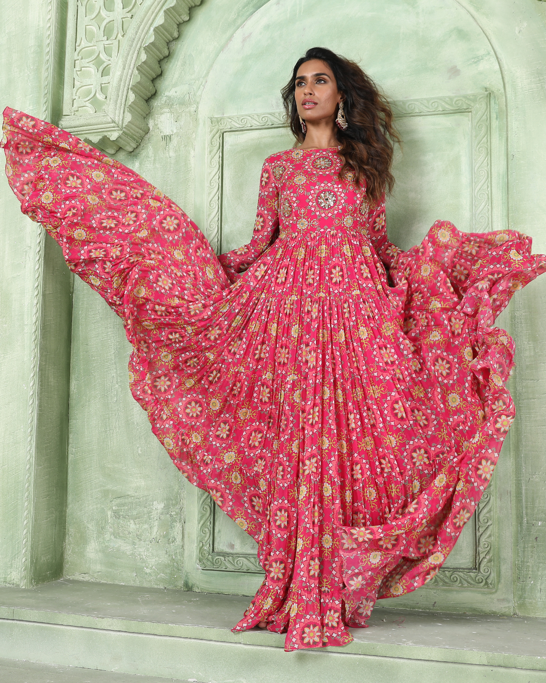 Red and sales golden churidar