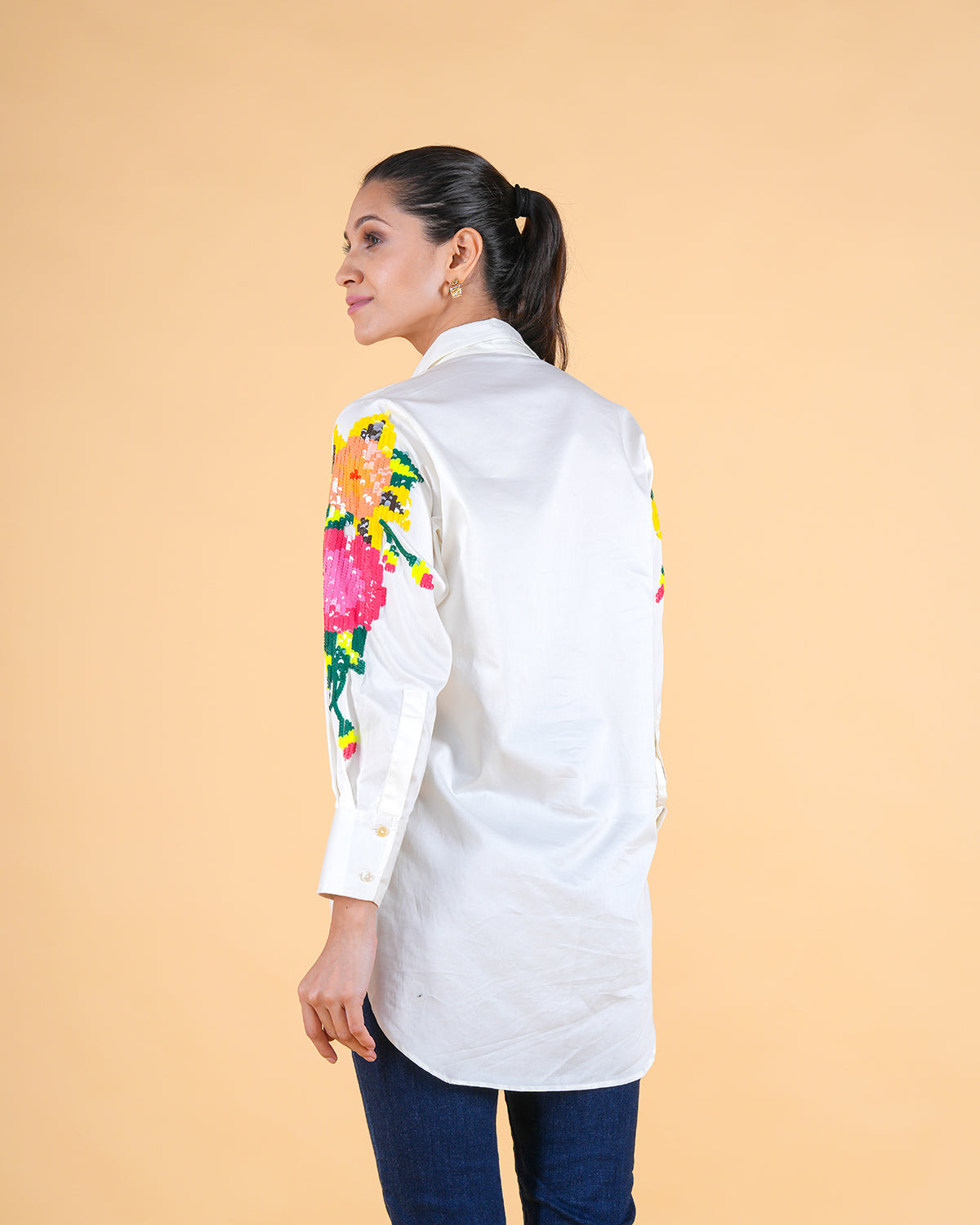 ZARA BASIC SHIRT (SOLID HAND EMB) - OFF WHITE