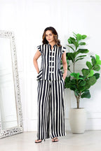 Gigi Black And White Stripes Coord Set
