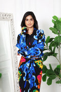 Mia Printed Black Drape Skirt Set