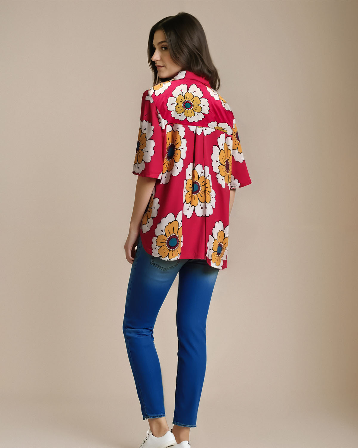 AZRA RED RELAXED SHIRT (PRINTED)