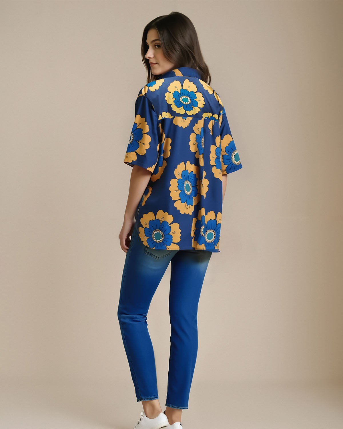 AZRA BLUE RELAXED SHIRT (PRINTED)