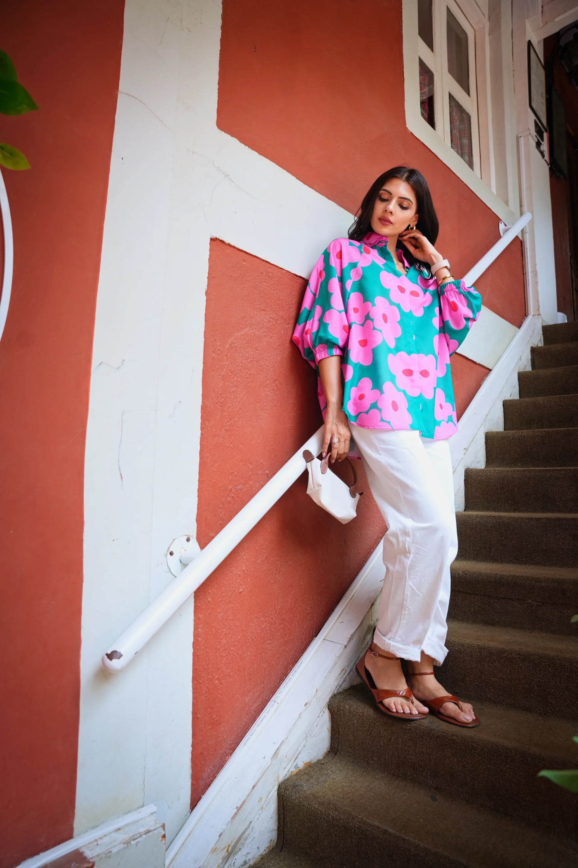 Elara Green Printed Cotton Shirt