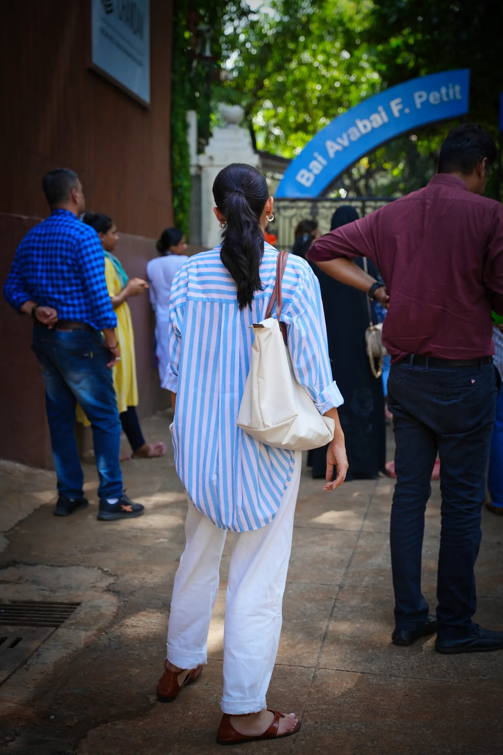 Nyra Powder Blue Striped Cotton Shirt