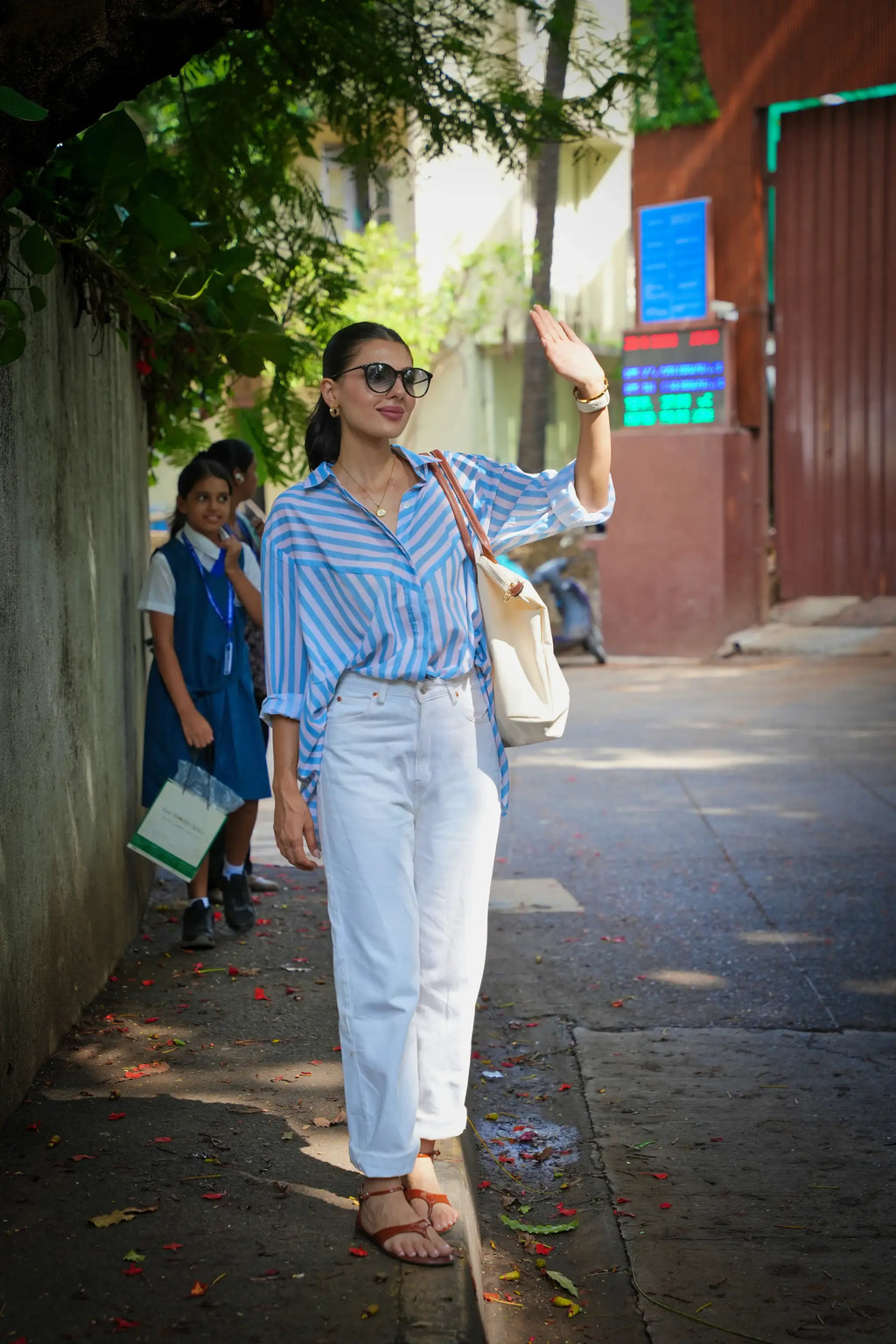 Nyra Powder Blue Striped Cotton Shirt