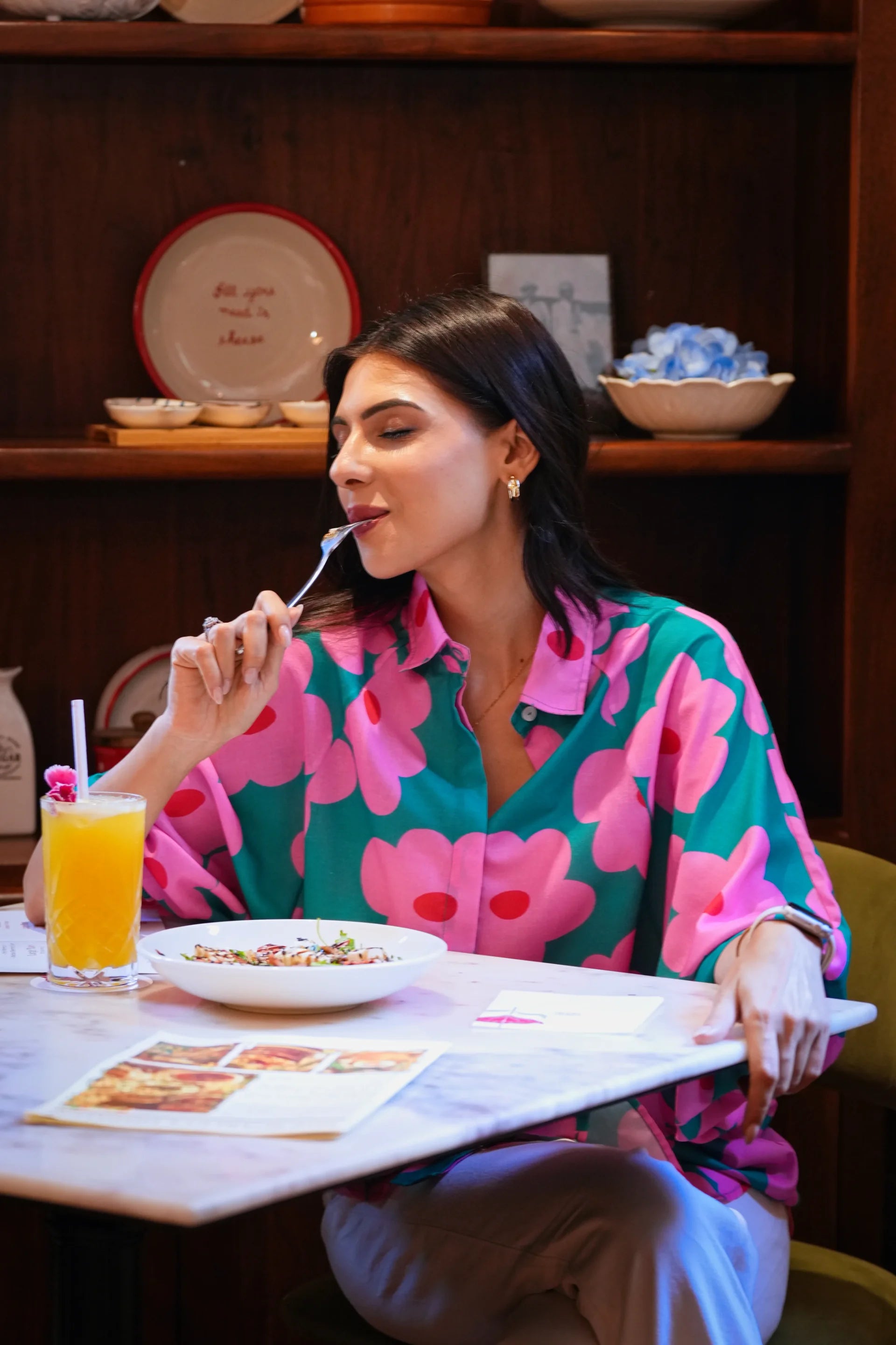 Elara Green Printed Cotton Shirt