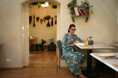 Saira Green Printed Cotton Co-Ord Set