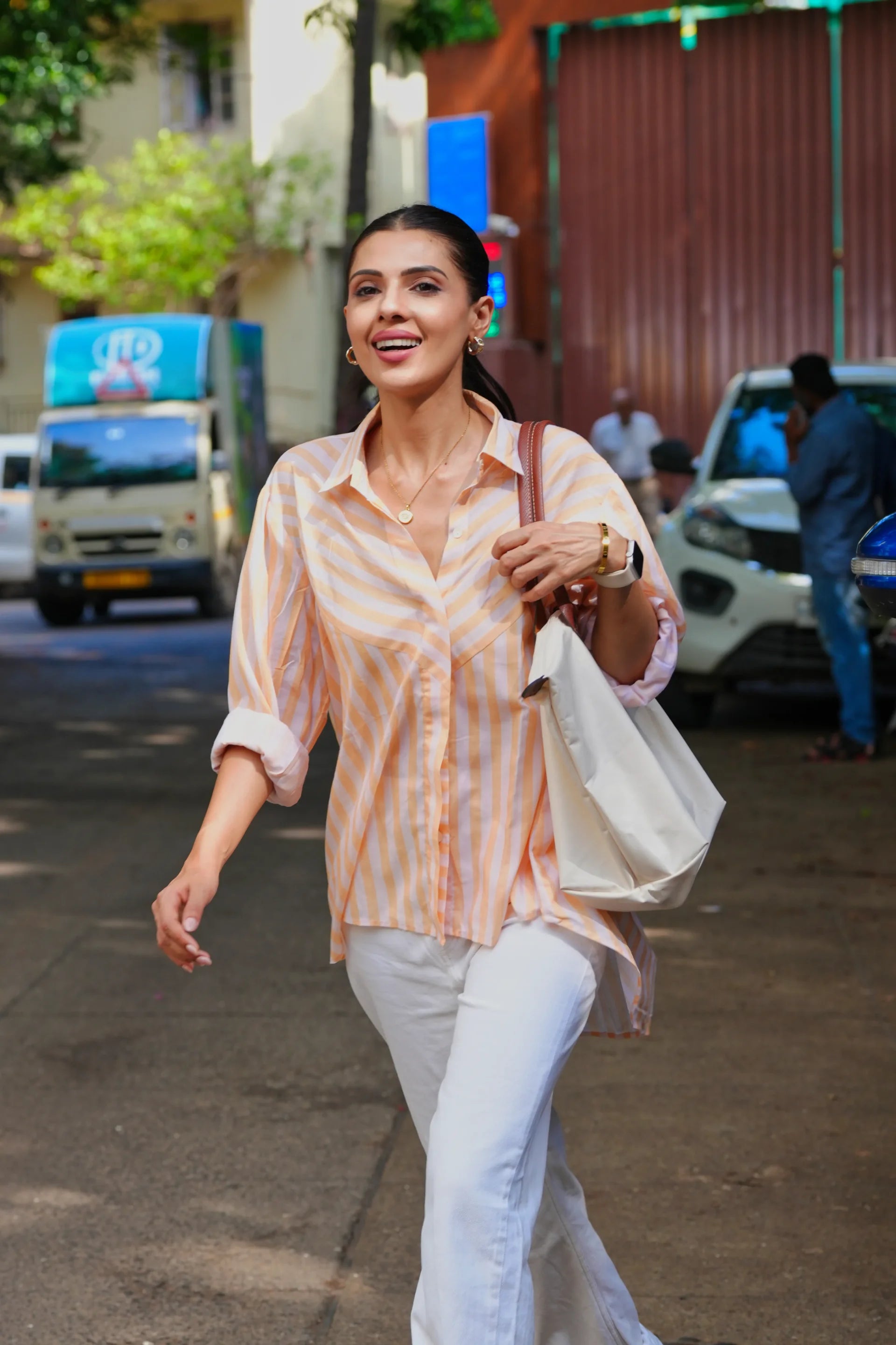 Nyra Yellow Striped Cotton Shirt