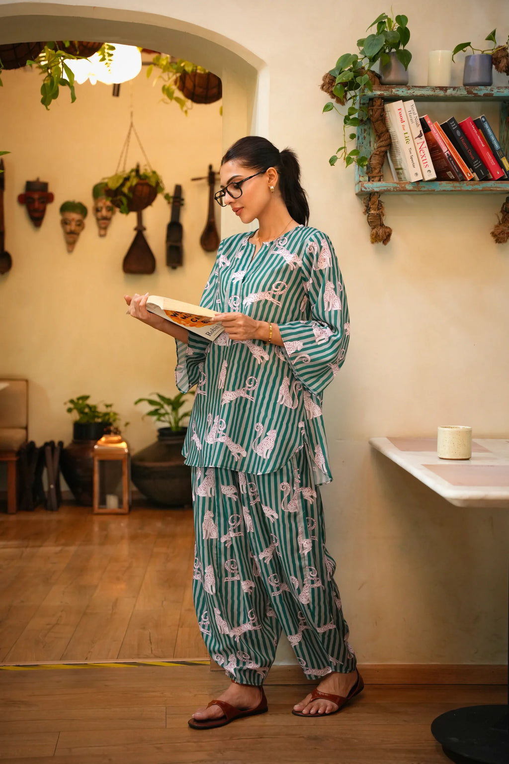 Saira Green Printed Cotton Co-Ord Set