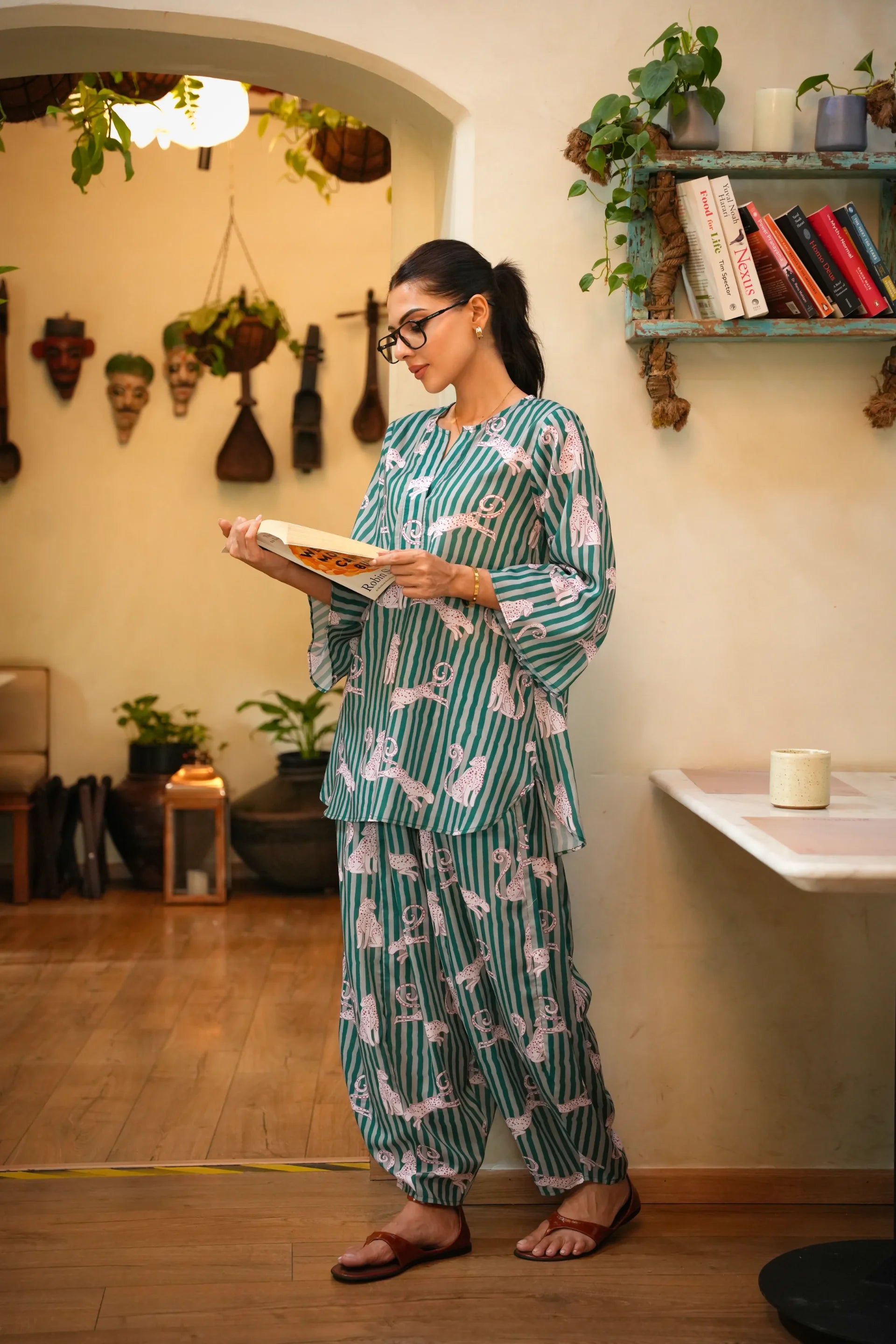 Saira Green Printed Cotton Co-Ord Set