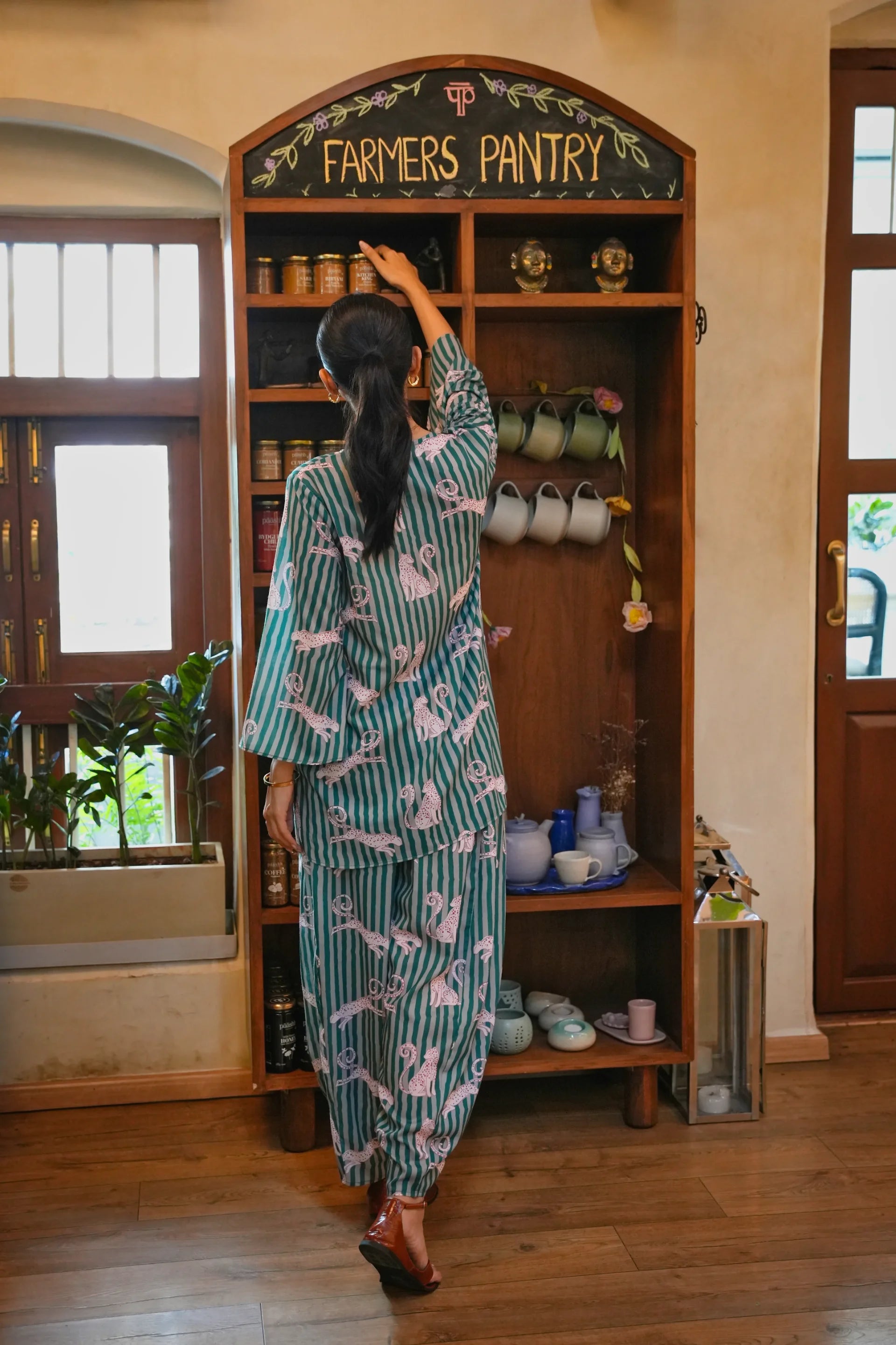 Saira Green Printed Cotton Co-Ord Set