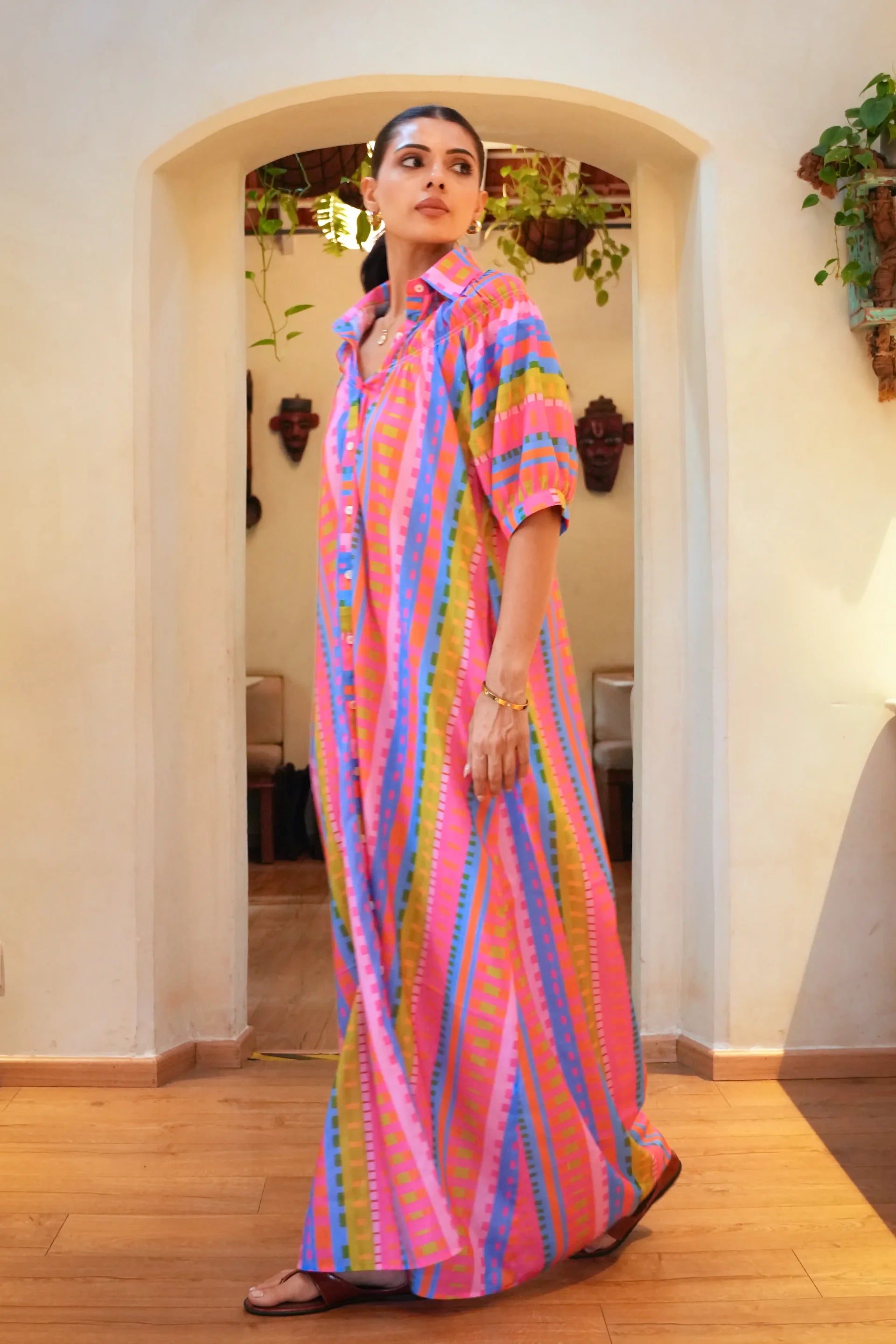 Amara Multicolor Printed Cotton Shirt  Dress