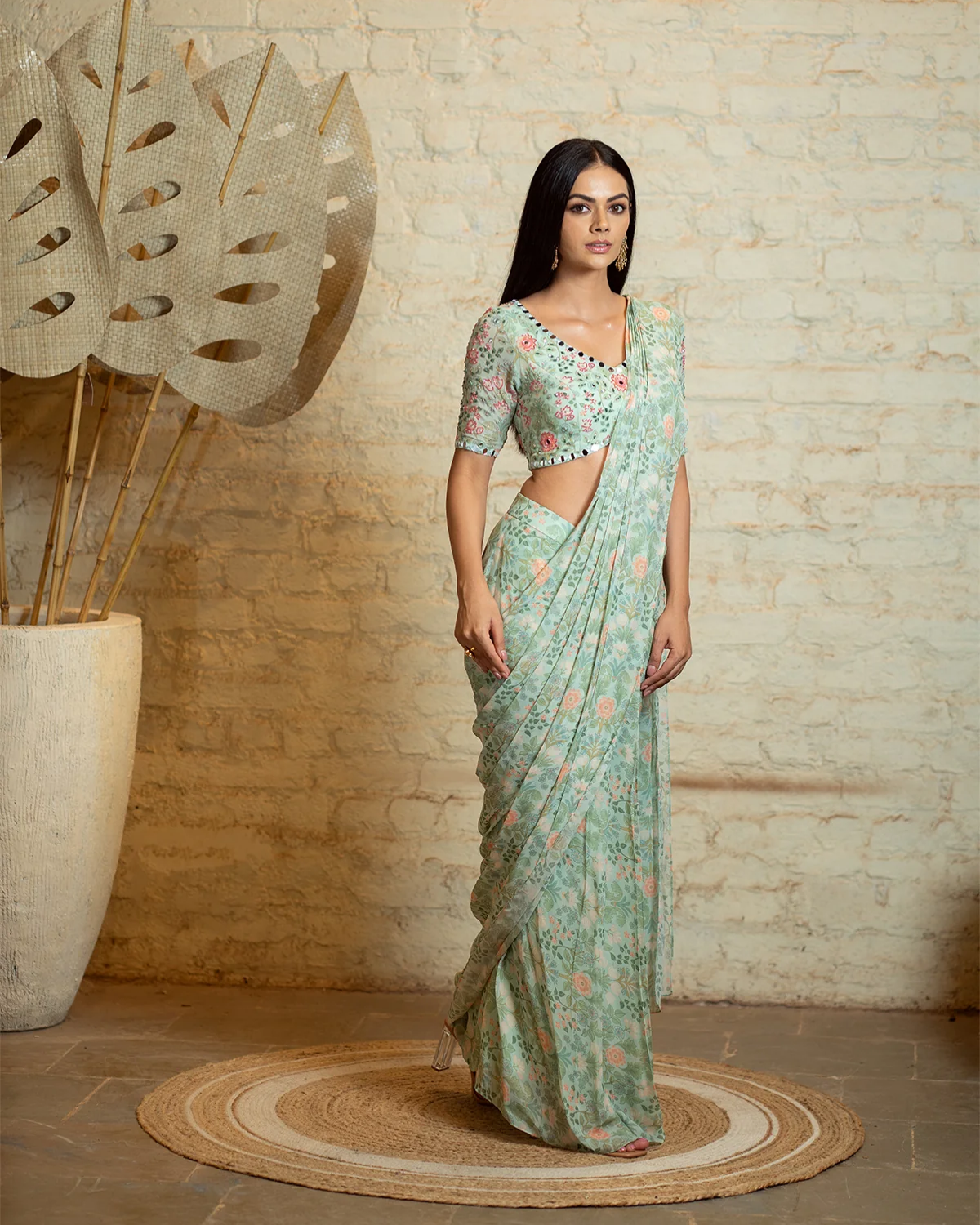 FOREST SAREE - AQUA
