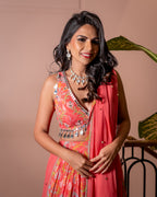 Rose Lehenga - Coral
