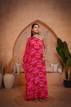 Ishq Red Fan - One Shoulder Kaftan