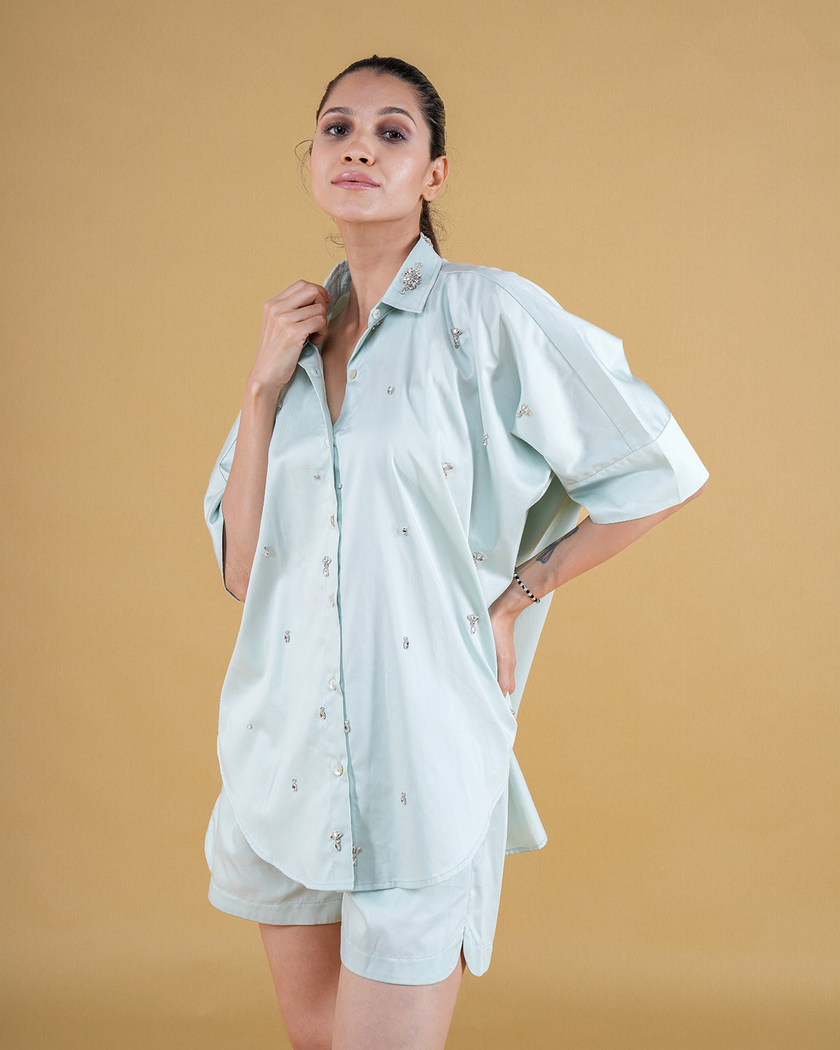 ISLA RELAXED SHIRT SET (CRYSTAL) AQUA