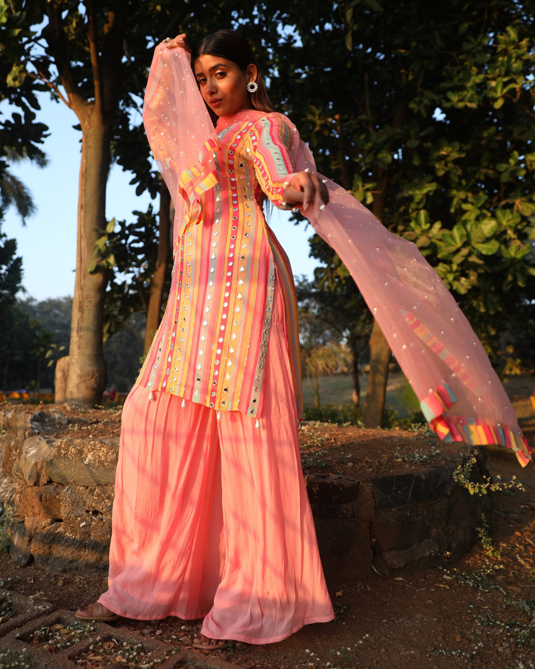 Buy Yellow Block Printed Cotton Sharara for Women  FGSH2202  Farida Gupta