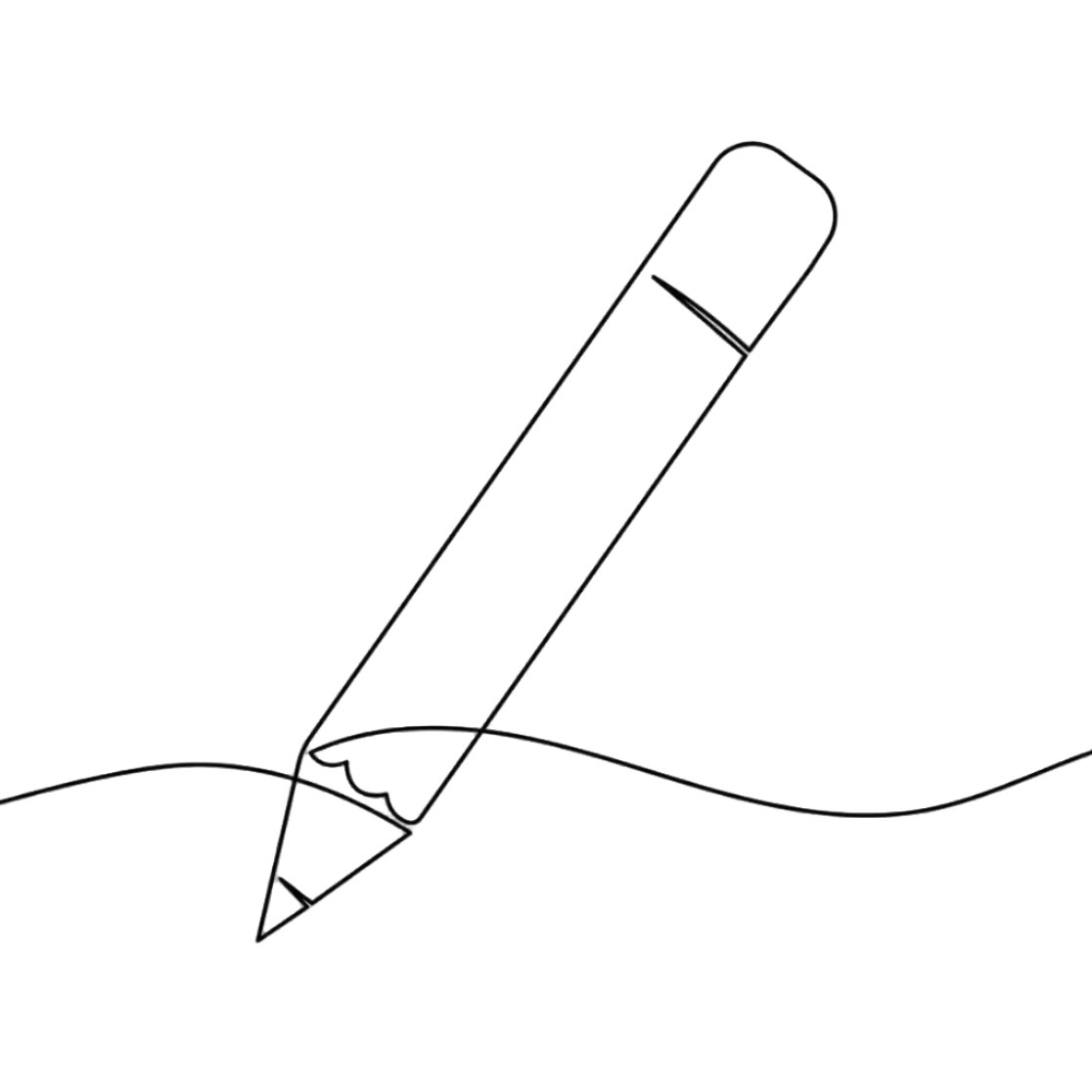 Black line drawing of a pencil
