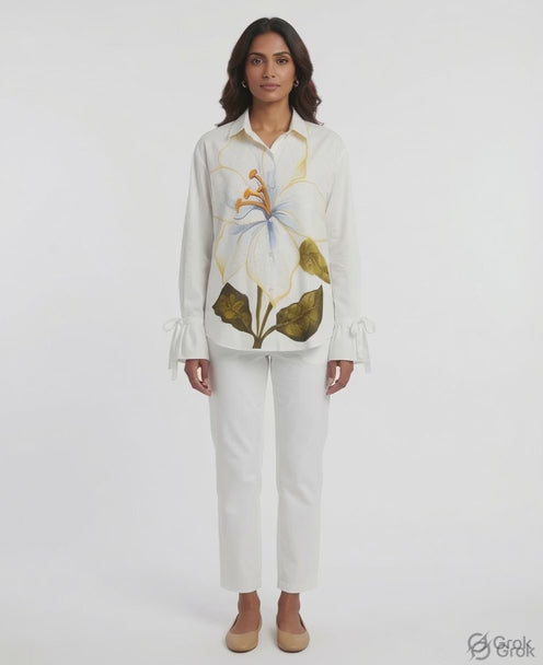 Lily Bloom Hand Painted Cotton Shirt