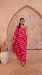 Ishq Red Fan - One Shoulder Kaftan