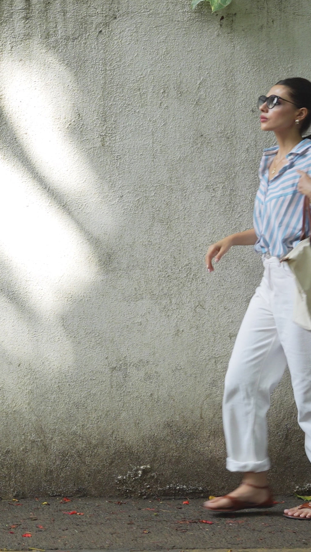 Nyra Powder Blue Striped Cotton Shirt