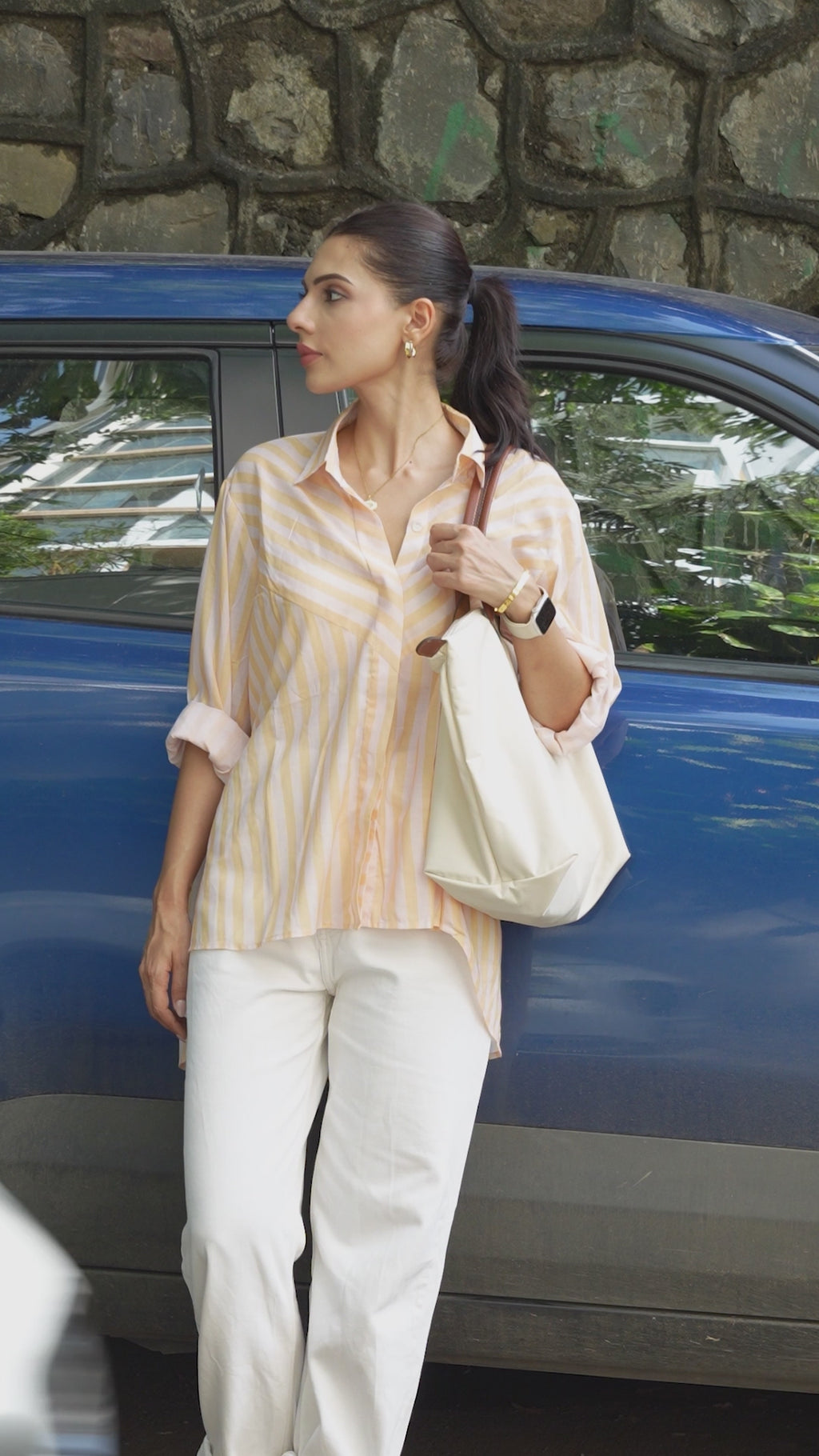 Nyra Yellow Striped Cotton Shirt