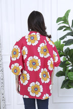 Elara Red Printed Cotton Shirt