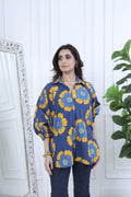 Elara Blue Printed Cotton Shirt