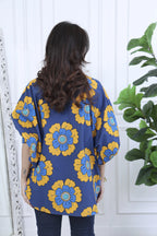Elara Blue Printed Cotton Shirt