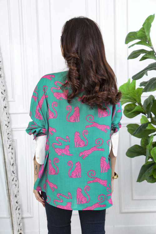 Zia Green Printed Cotton Shirt