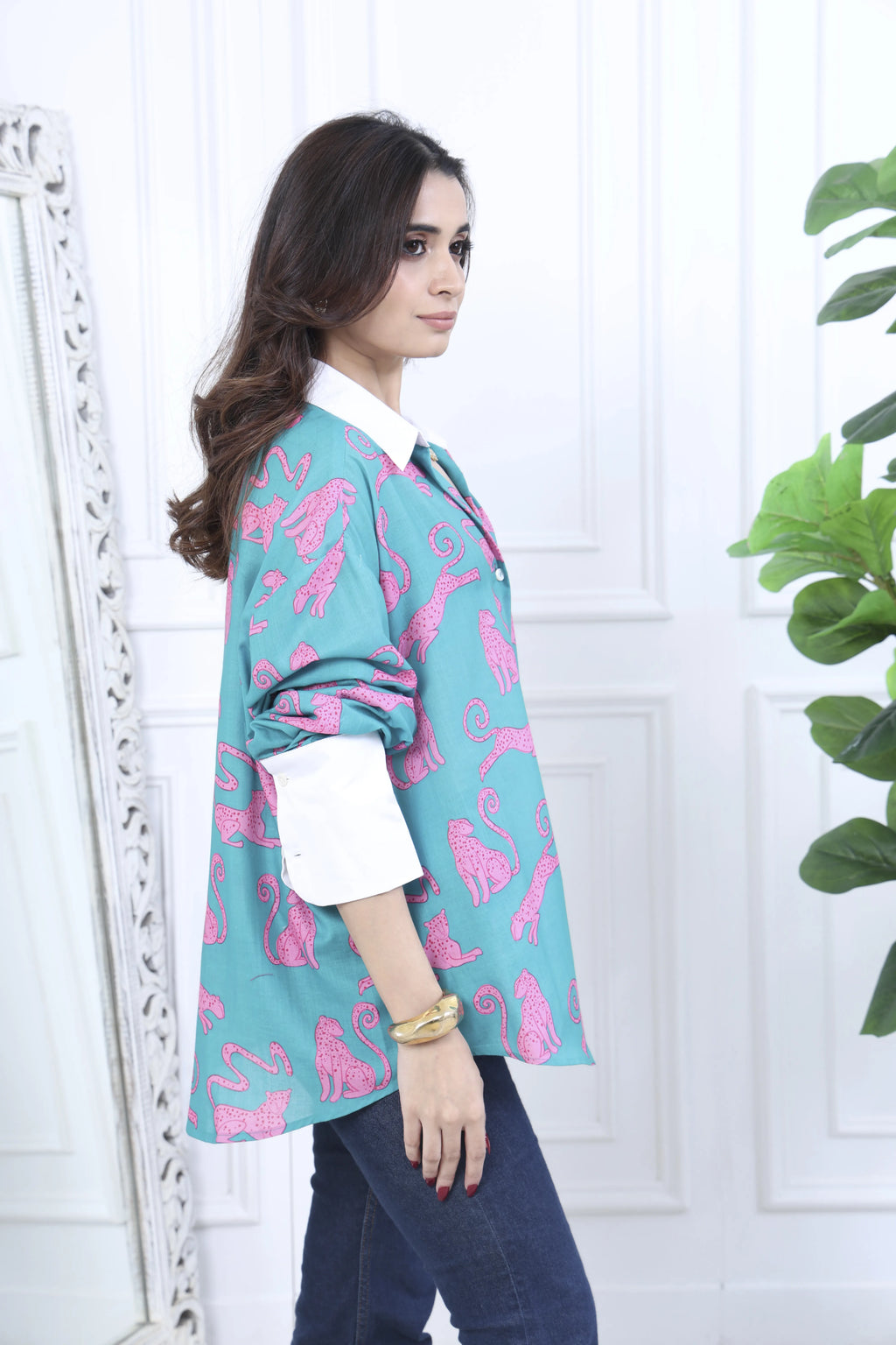 Zia Green Printed Cotton Shirt