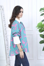 Zia Green Printed Cotton Shirt
