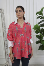 Zia Pink Stripes Printed Cotton Shirt