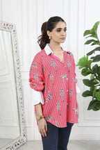 Zia Pink Stripes Printed Cotton Shirt