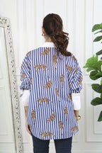 Zia Blue Stripes Printed Cotton Shirt