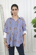 Zia Blue Stripes Printed Cotton Shirt