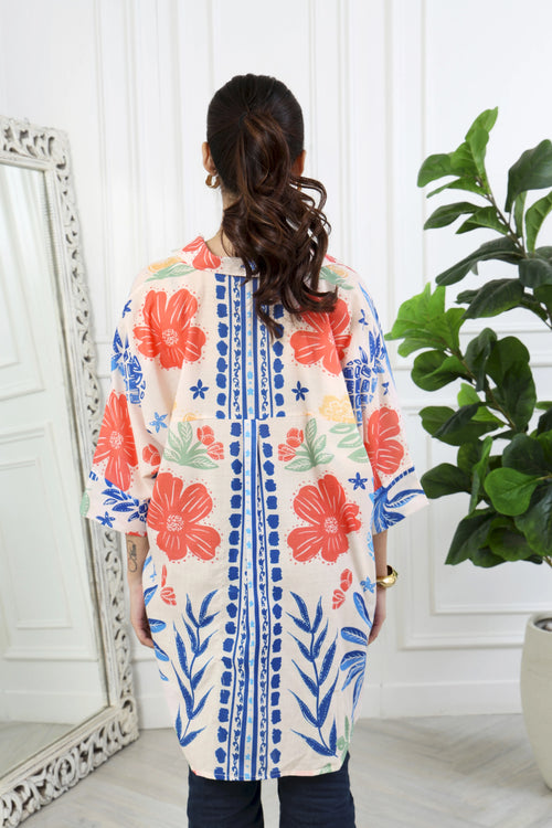 Rumi  Floral Printed Front Tie Up Shirt