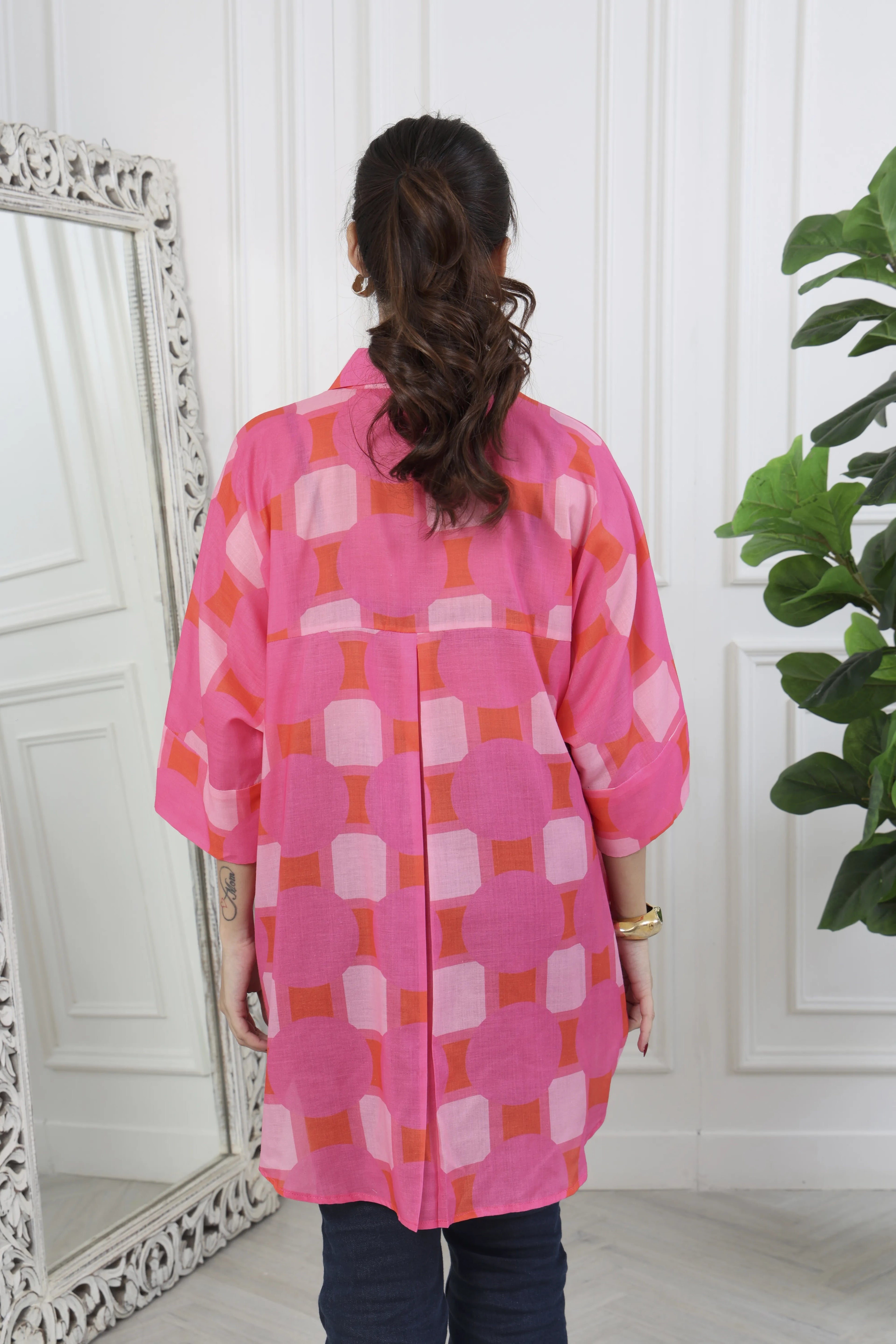Rumi Pink Front Tie Up Shirt