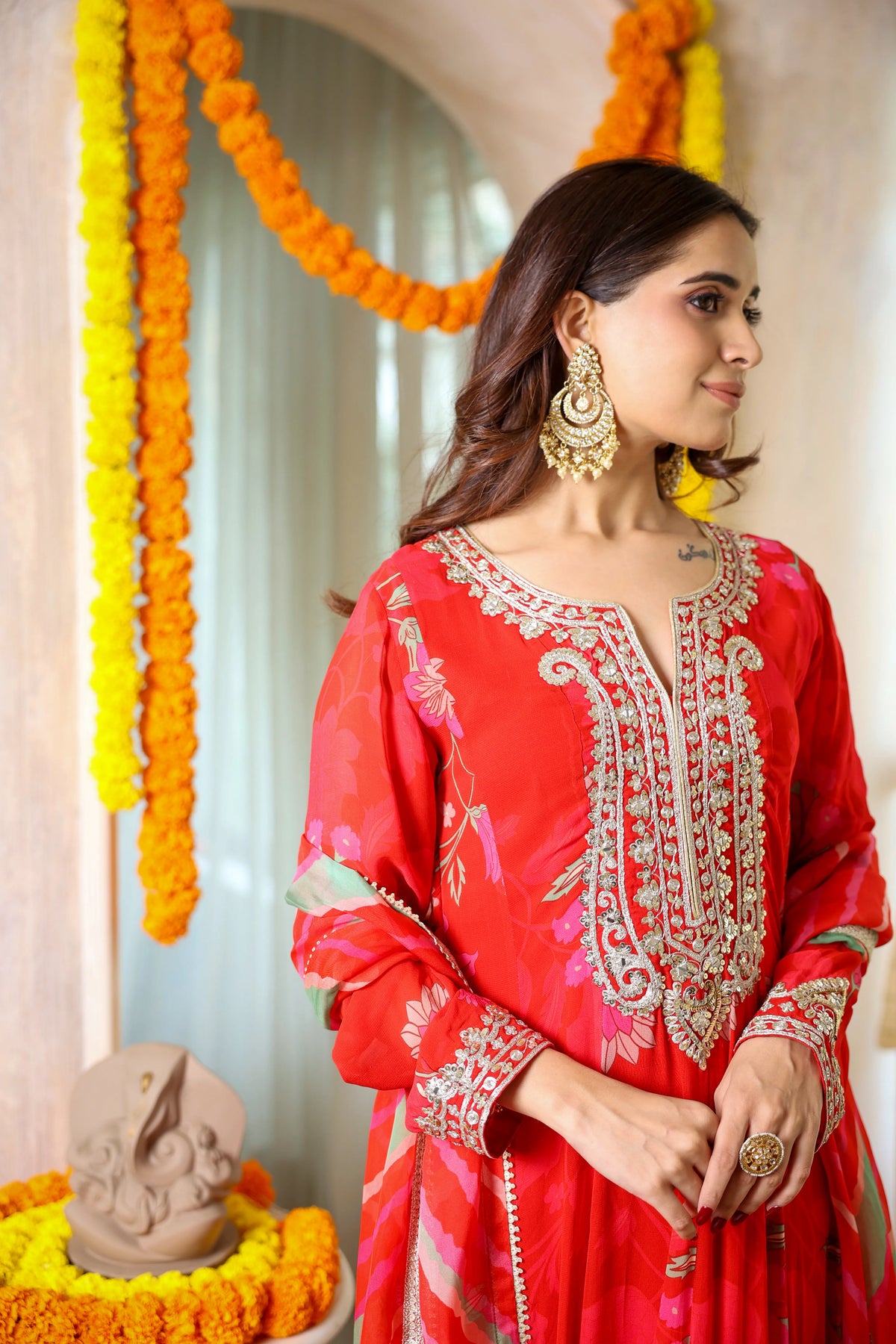 Fiza Meher Floral Red