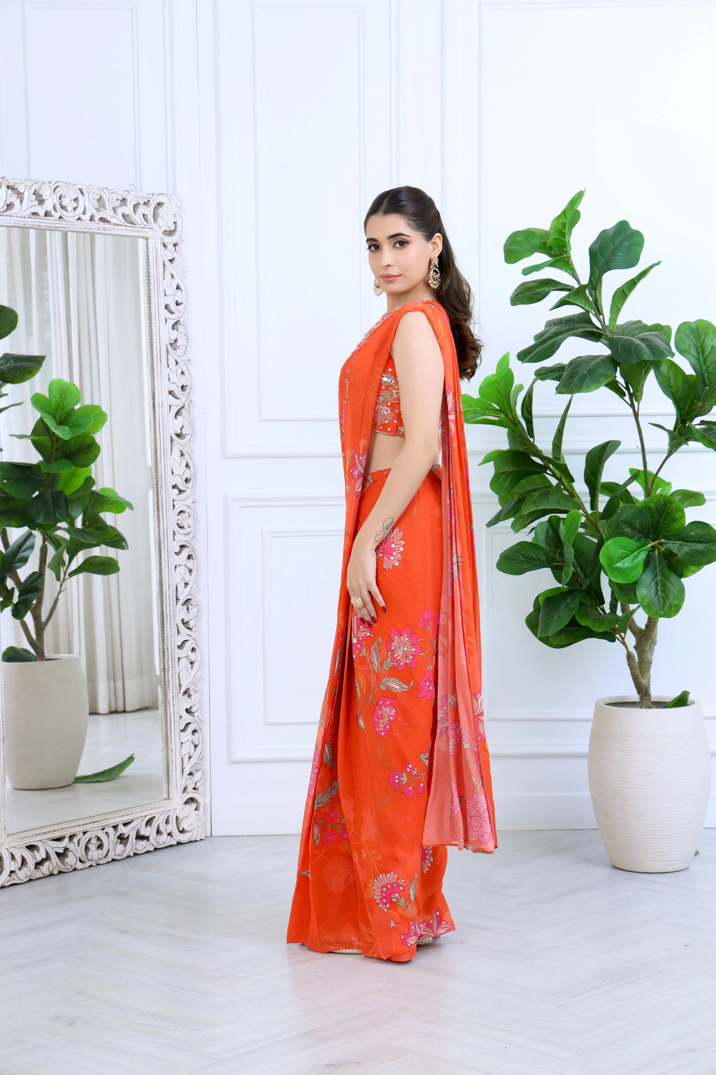 Jannat Meher Floral Orange