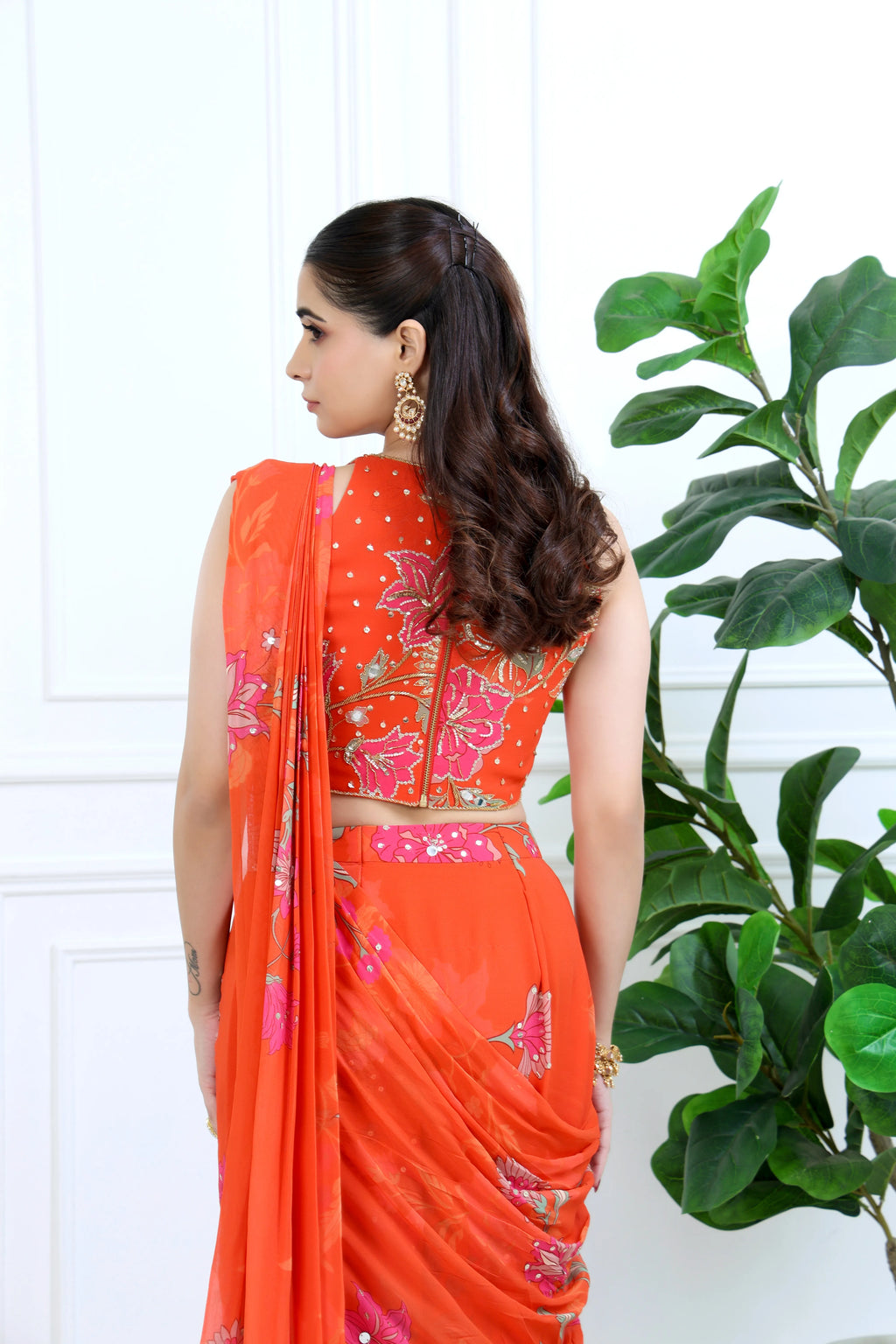 Jannat Meher Floral Orange