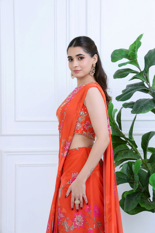 Jannat Meher Floral Orange